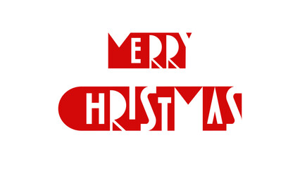 Merry Christmas, abstract geometric inscription on a white background. Original geometric style with negative space.