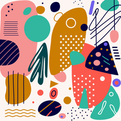 Creative contemporary trendy modern square minimalist doodles background