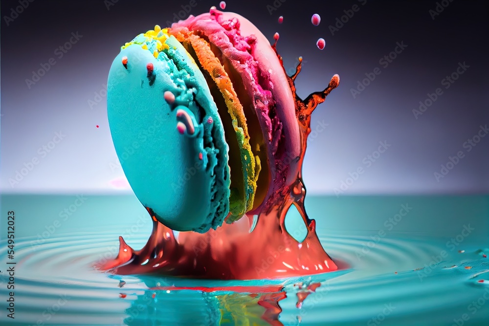 Aufkleber a colorful cake is splashing into the water with a splash of water on it's surface and the cake is i