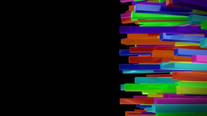 Rechtecke, Quader, Balken bunt, farbenfroh, diagonal, freiraum, 3d