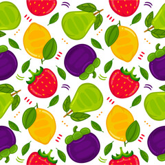 Fruits Seamless Pattern in Flat Design Style