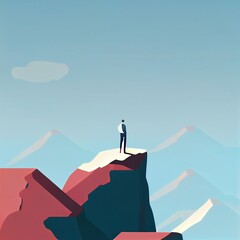 Businessman standing on mountain top
