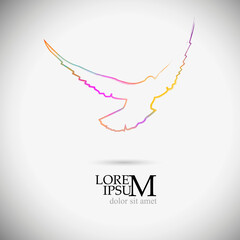 International day of peace, symbol of dove with branch from the contour classic . Dove from colored brush line. Vector illustration