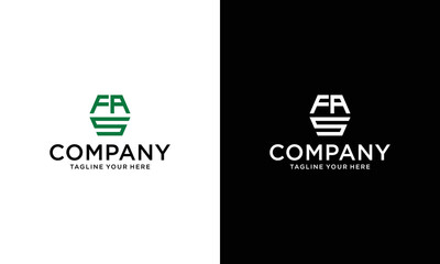 Logo with three letters FAS. Three letter icon. hexagon logo