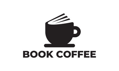 book cup logo design. coffee read education concept combination template icon vector