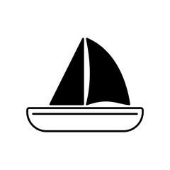 Boat Icon, Enjoy the Edge of the Ocean or Lake in a Small Boat.