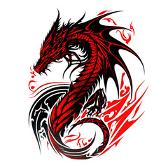Obraz premium a black and red dragon tattoo design on a white background