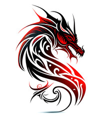 Naklejka premium a black and red dragon tattoo design on a white background