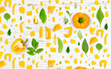 Yellow Pepper Slice and Leaf Collection