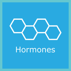Hexagons colored vector hormones icon on blue background. Vector - 549523872