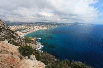 Top view of the bay with the city beach