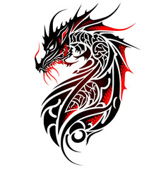 Obraz premium a black and red dragon tattoo design on a white background