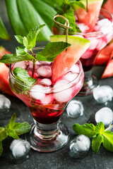Refreshing summer drink with watermelon and mint
