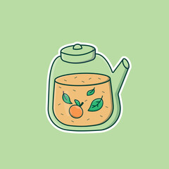 Cute cartoon tea with mandarin in vector illustration. Isolated drink vector. Flat cartoon style