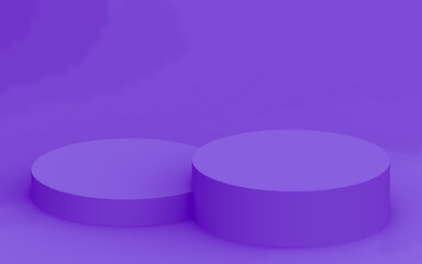 Abstract 3d purple violet color cylinder podium minimal studio background.