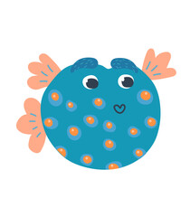cute cartoon fish. fish ball illustration