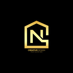 Creative letter N C real estate business minimal logo