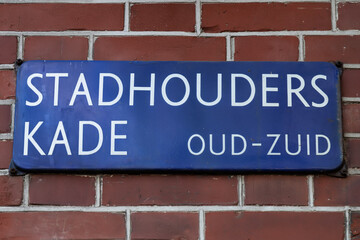 Street sign Stadhouderskade in Amsterdam.
Street in the Old South district of Amsterdam.