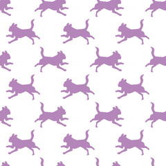 Seamless pattern. Running petit brabancon puppy isolated on white background. Dog silhouette. Endless texture. Design for wallpaper, fabric, decor, surface design. Vector illustration.
