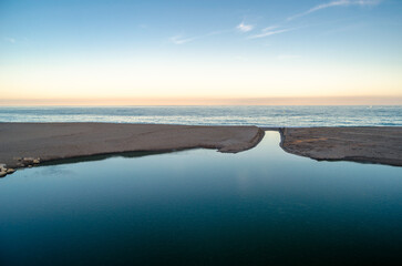 Mouth of the Fuengirola river in the sea
