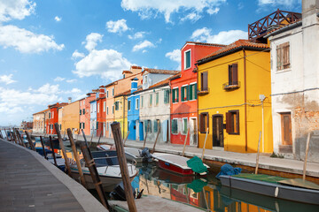 Fototapeta na wymiar Colorful houses in Burano, Venice, Italy