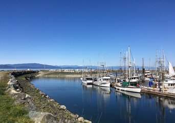 Fototapeta na wymiar French Creek Harbour in Parksville on the East Coast of Vancouver Island, British Columbia, Canada