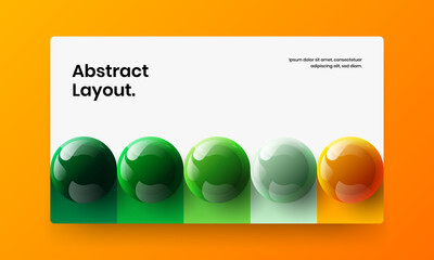 Isolated company cover design vector template. Abstract 3D balls brochure illustration.