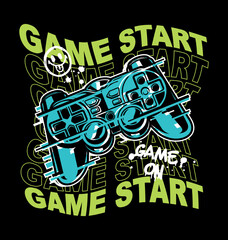 Gaming illustration with warp text slogan vector print