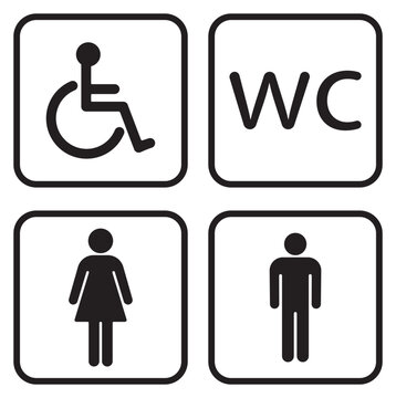 Toilet line icon set on white backgrounds
