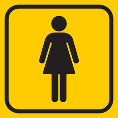 Woman line icon on yellow background