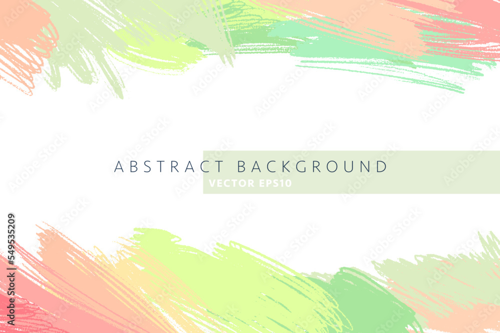 Wall mural Vector abstract painting horizontal background with copyspace. Hand-drawn artwork, textured stains. Pastel color hand drawn strokes artistic backdrop.