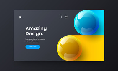 Amazing 3D spheres journal cover layout. Creative handbill design vector template.