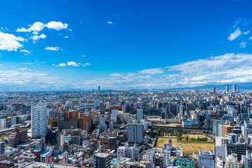 Naklejka na ściany i meble 大阪の通天閣から見る昼の大阪の風景
