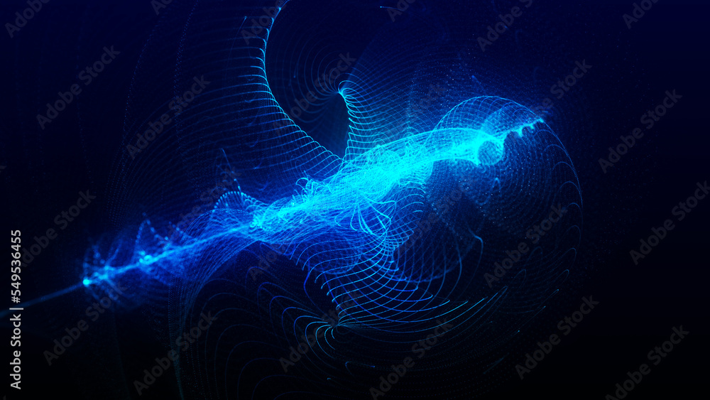 Poster data flow information. concept of digital communication. digital data stream. blue futuristic flow. 