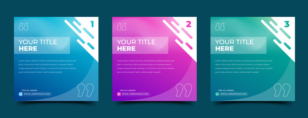 Set of Colorful social media post quotes banner template design