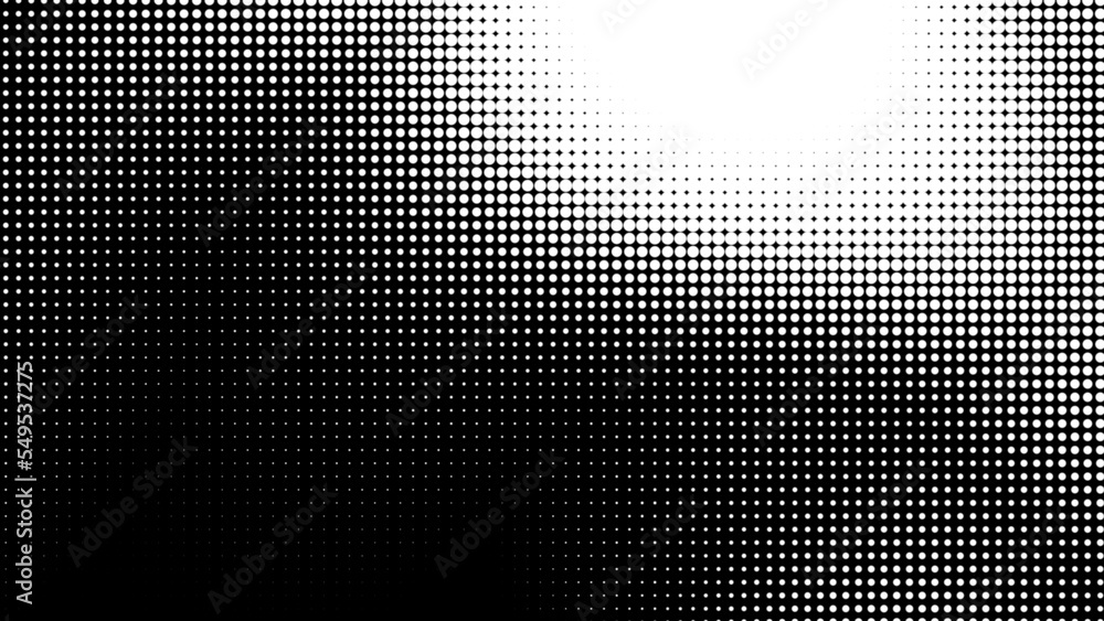 Poster dot white black pattern gradient texture background. abstract pop art halftone and retro style.