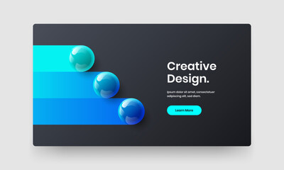 Creative 3D spheres site screen template. Isolated website vector design layout.