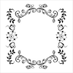 Vector ornamental beautiful hand drawn frame. Floral art vintage background. Elegant decorative drawing pattern