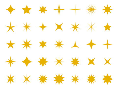 Collecte d'étoiles. Icônes vectorielles étoiles. Ensemble doré d'étoiles, isolé. Icône étoile. Étoiles dans un style plat simple et moderne. Illustration vectorielle