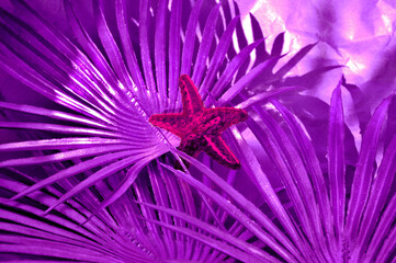 Obraz premium fantasy abstraction background of purple color with pink starfish
