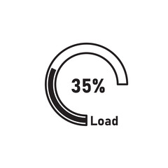 Circle loading and Progress icon circle diagrams load percentage vector 35% loading, Full load iconon white background. for web app banner logo design