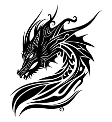 Obraz premium A black and white dragon tattoo design on a white background