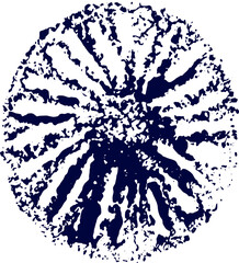 Blue vector flower stamp element in japanese style isolated on white background. art decorative hand drawn figure