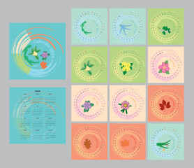 Fototapeta premium Calendar_2023_numbers around the Circle_editable square pages