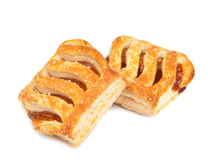 Puff oastry cookies fresh bakery shack isolated on the white background