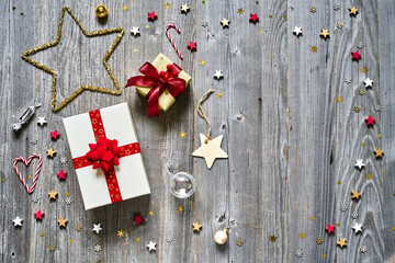 Christmas retro wooden flat lay picture