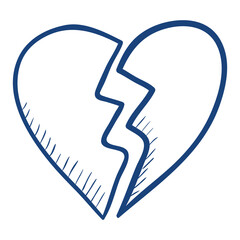 A broken heart. Doodle style Valentine's day illustration.