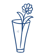 A flower in a glass. Doodle style Valentine's day illustration.