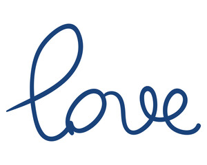Handwritten word Love. Doodle style Valentine's day illustration.