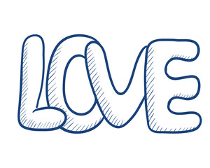 Love word. Doodle style Valentine's day illustration.